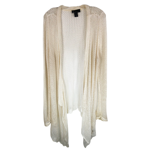 Lane Bryant Plus Size 14 16 Cardigan Fish‎ Net Open Knit Long Open Front 1085 - Picture 1 of 7
